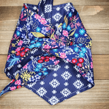 Night Garden Blue Aztec Pet Bandana - Beeswax Bandanas 