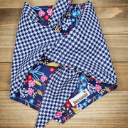 Night Garden Blue Houndstooth Pet Bandana - Beeswax Bandanas 