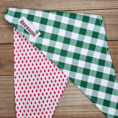 Checkered Red Diamonds Pet Bandana - Beeswax Bandanas 