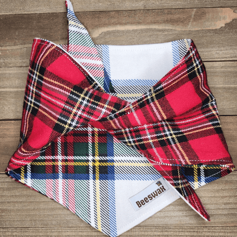 Winter Double Plaid Pet Bandana - Beeswax Bandanas 