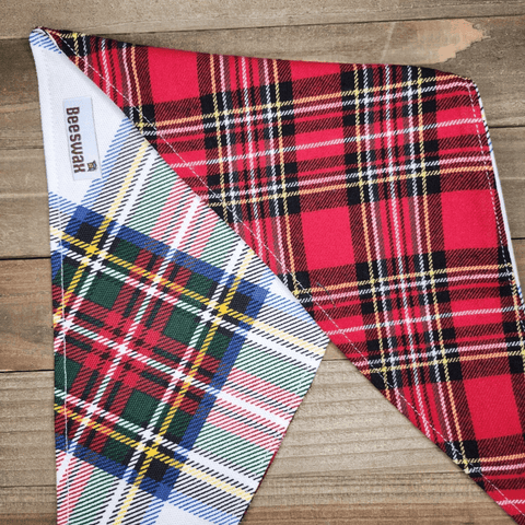 Winter Double Plaid Pet Bandana - Beeswax Bandanas 