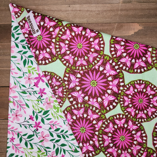 Green Hippie Flower Pet Bandana - Beeswax Bandanas 