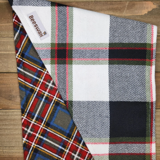 Winter Plaid Grey Tartan Pet Bandana - Beeswax Bandanas