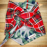 Flannel Moose Red Plaid Pet Bandana - Beeswax Bandanas 