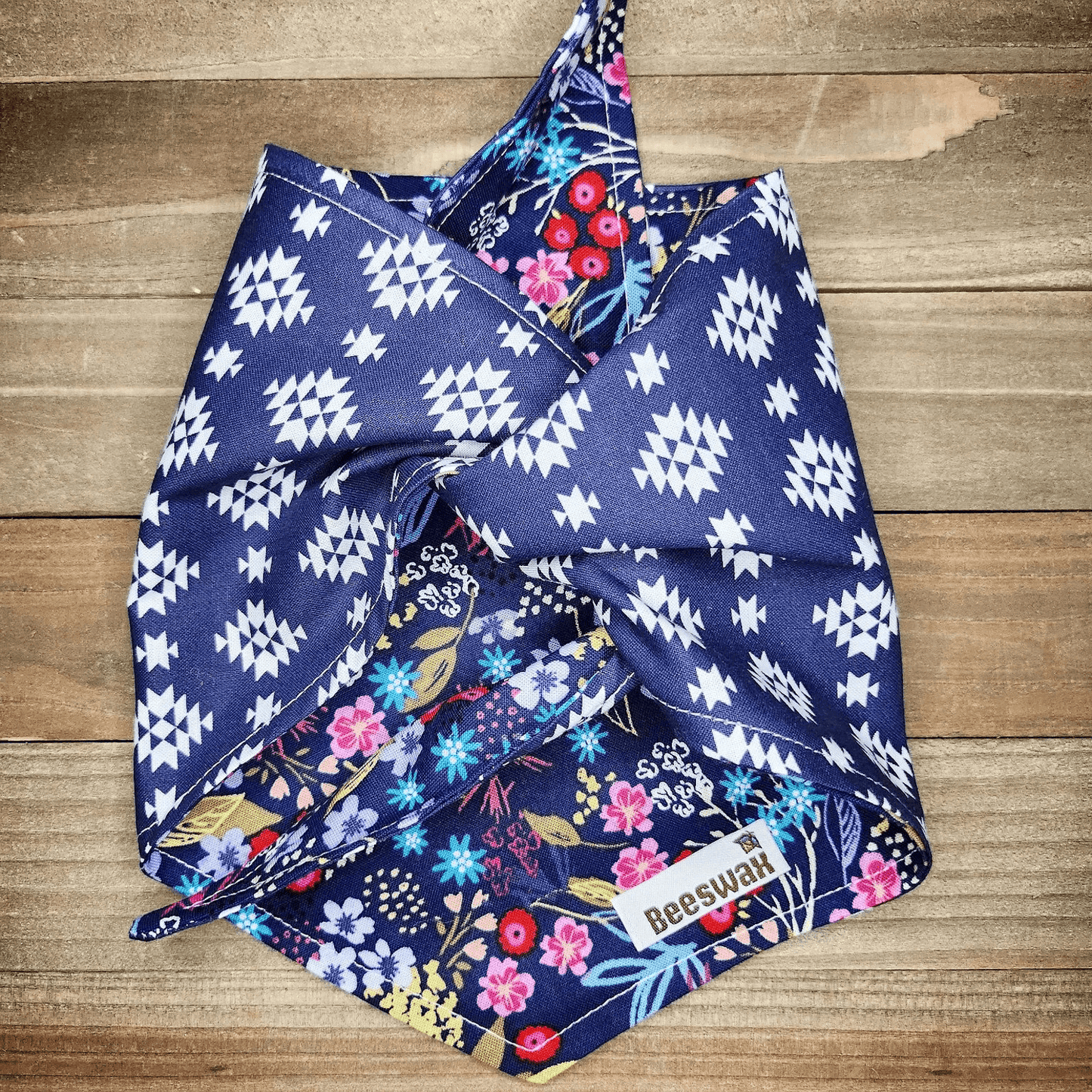 Night Garden Blue Aztec Pet Bandana - Beeswax Bandanas 