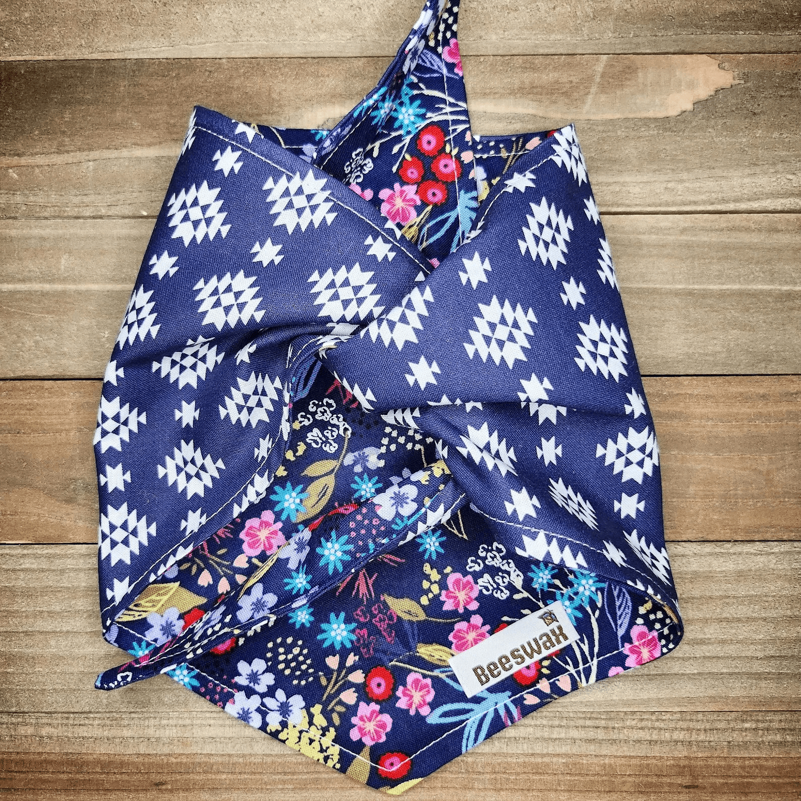 Night Garden Blue Aztec Pet Bandana - Beeswax Bandanas 