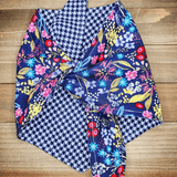 Night Garden Blue Houndstooth Pet Bandana - Beeswax Bandanas 