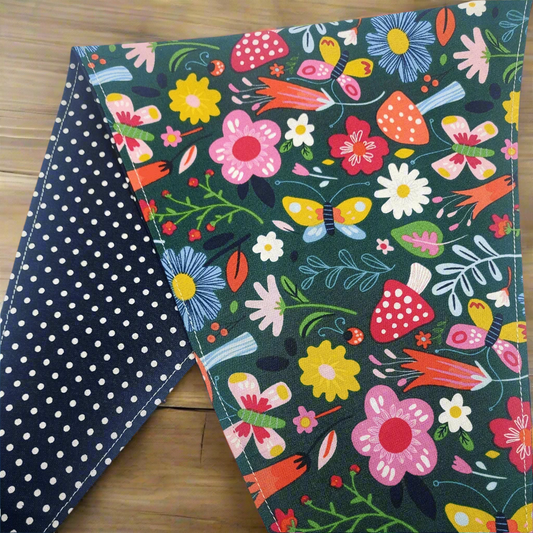 Mushroom Garden-Navy Dot Pet Bandana - Beeswax Bandanas 