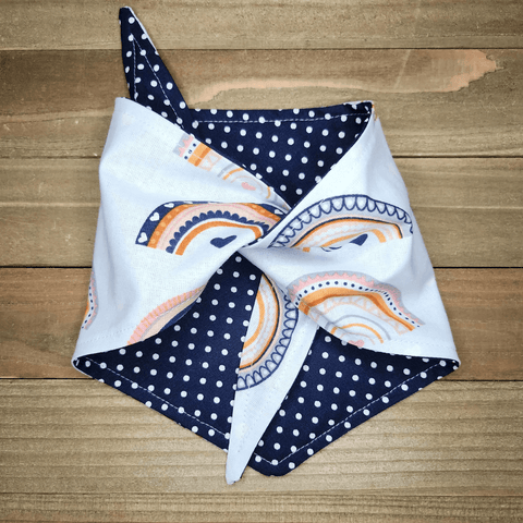 Blue Rainbow Navy Dot Pet Bandana - Beeswax Bandanas 