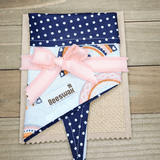 Blue Rainbow Navy Dot Pet Bandana - Beeswax Bandanas 