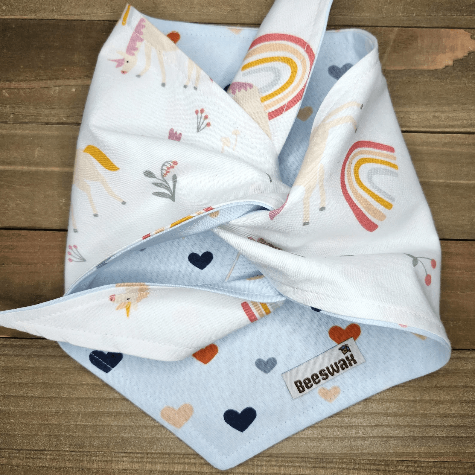 Blue Sweetheart Unicorn Pet Bandana - Beeswax Bandanas 