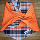 Blue Plaid Orange Dot Pet Bandana - Beeswax Bandanas 