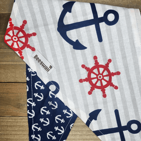 Anchors and Boat Wheels Pet Bandana - Beeswax Bandanas 