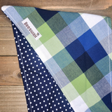 Navy Polka Plaid Pet Bandana - Beeswax Bandanas 