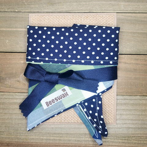 Navy Polka Plaid Pet Bandana - Beeswax Bandanas 